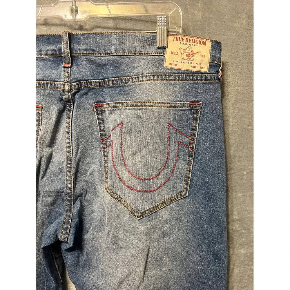 True Religion Rocco Relaxed Men's Jeans Blue‎ Wash Moto Style sexy 36 Fit 38/32